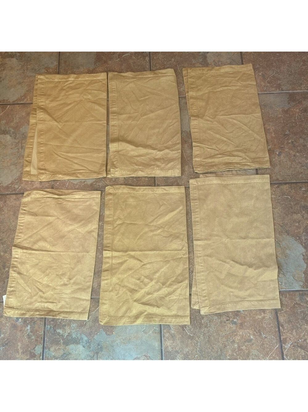 Crate & Barrel Napkin Table Linens Set of 6 Rayon Cotton Sateen Sage Green